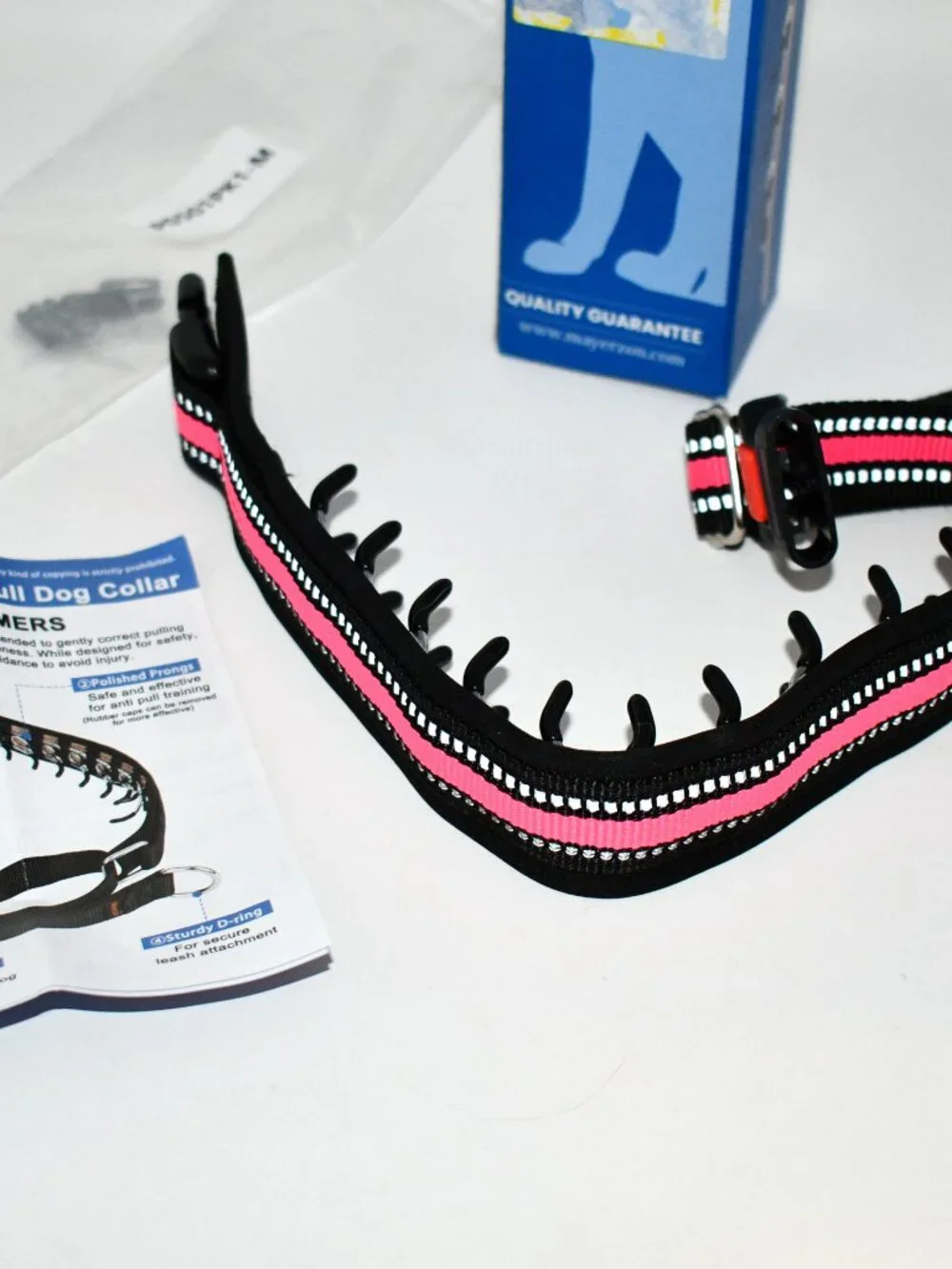 Mayerzon Prong Pinch Dog Collar, MEDIUM, 2.5mm, PINK Reflective, No Pull Trainin